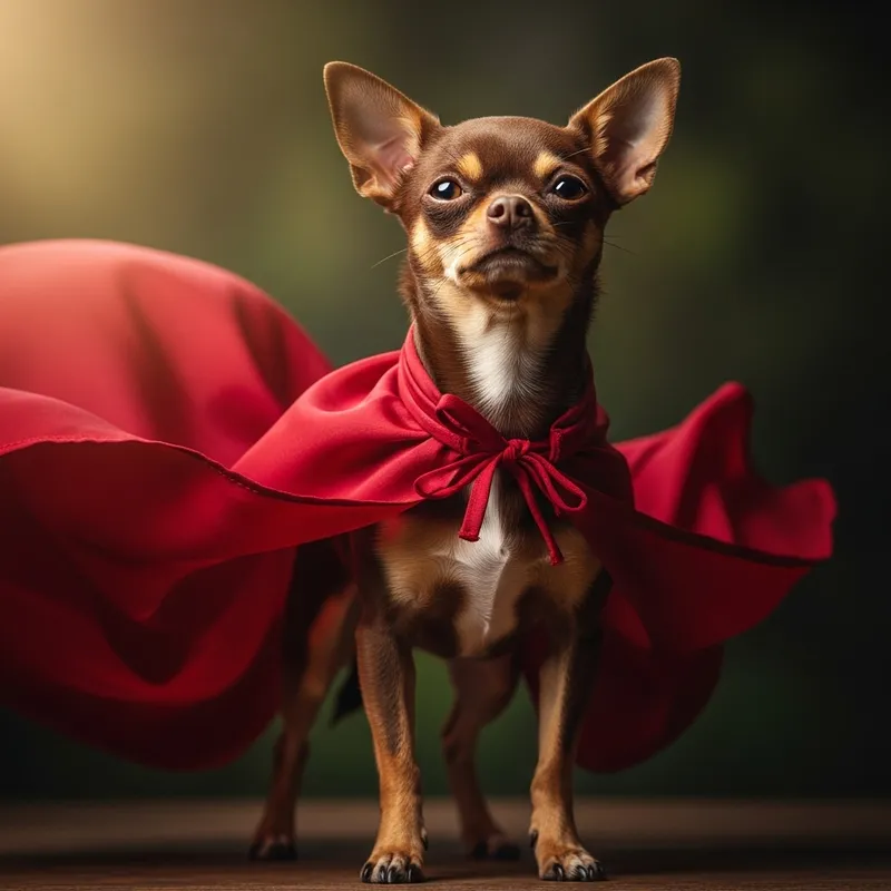 Brown Female Chihuahua with Stylish Cape Brown Female Chihuahua with Stylish Cape