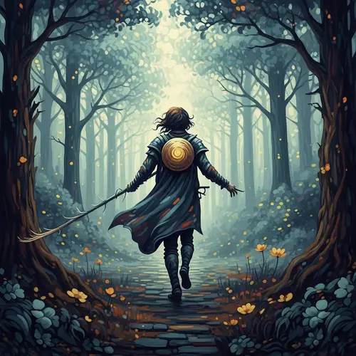 Mysterious Figure in Misty Forest: Enchanting Artistry