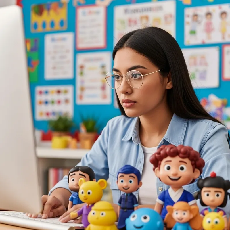 Young Kindergarten Teacher with Pixar Toy Style