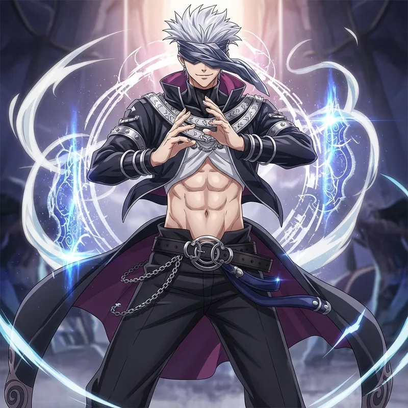 Gojo Saturo Flashing His Abs in Jujutsu Kaisen