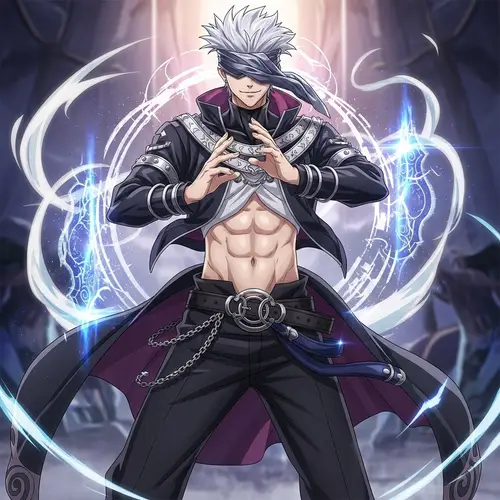 Silver-Haired Anime Male Character in Martial Arts Pose