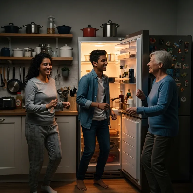 Refrigerator Light Dance: Cozy Kitchen Joy