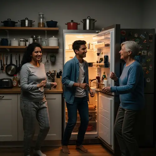 Joyful Dance in a Cozy Kitchen: Diverse Family Happiness