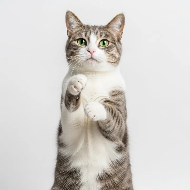 Cat Doing Chinese Greeting | Graceful Feline Pose