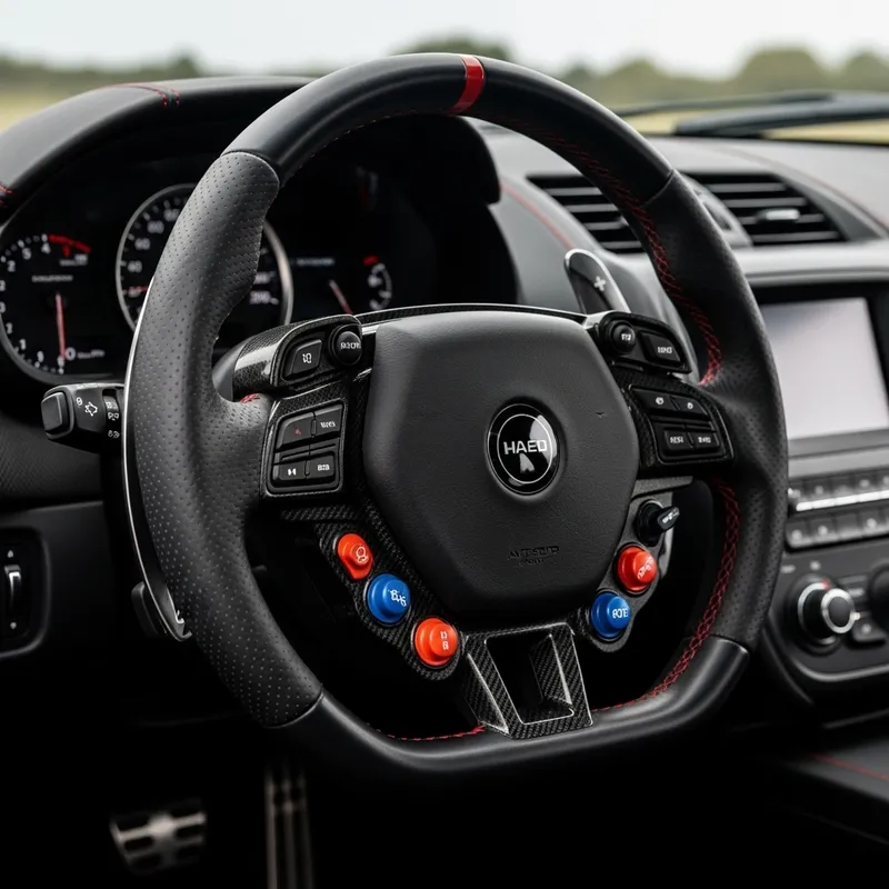 Sport Racing Steering Wheel with Stylish Red Stitching Sport Racing Steering Wheel with Stylish Red Stitching