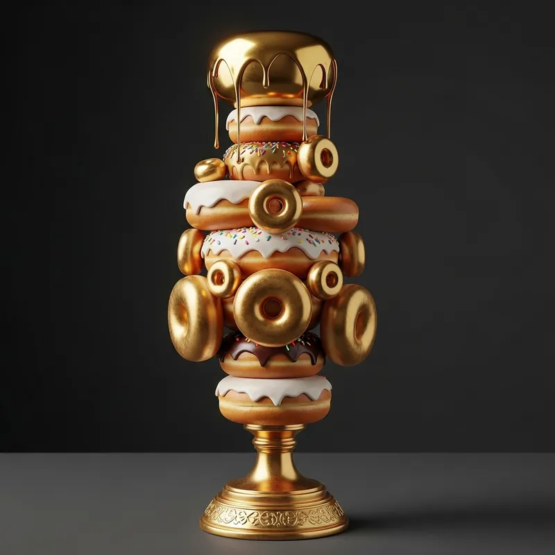 Golden Donut Trophy | Handcrafted Pyramid of Delight