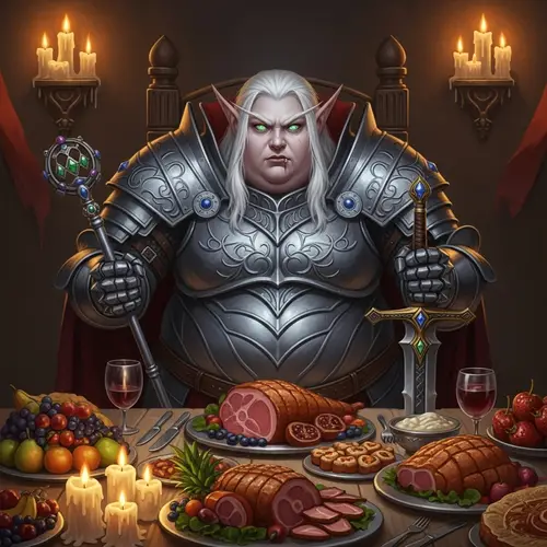 Overweight Elf Vampire Feast: Scepter & Longsword