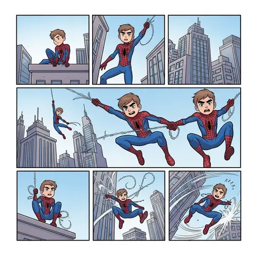 Comic Strip Featuring a Unique Character with Short Hair and Silver Chain