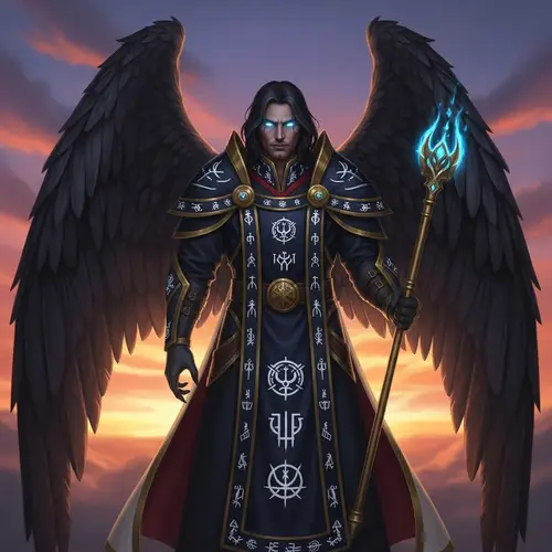 Lucifer: Mythical Figure with Glossy Black Wings