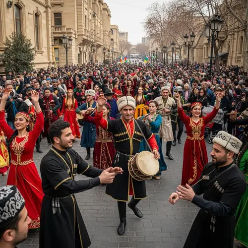 Vibrant Novruz Carnival Scene in Baku | Joyful Festivities