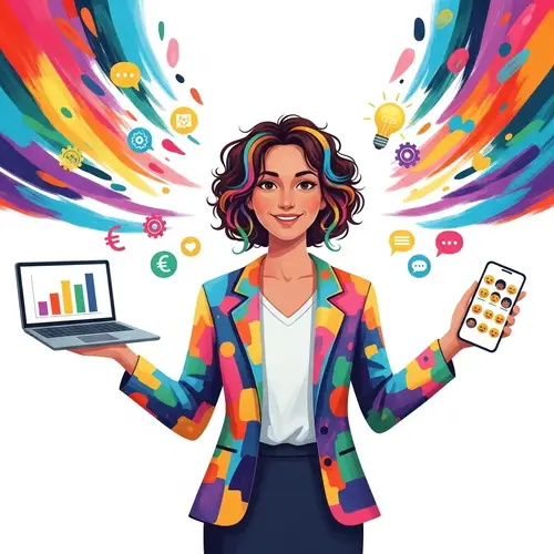 Colorful Entrepreneurial Woman Illustration