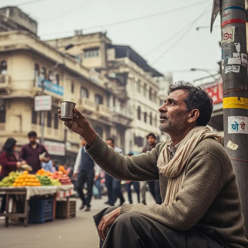 Beggar in India | Hopeful Man Seeks Generosity