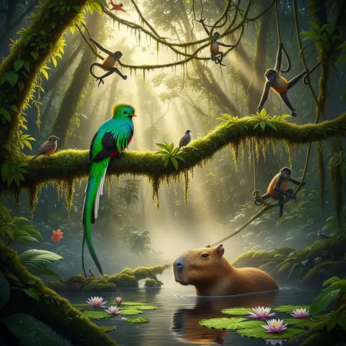 3D Realistic Cinematic Rainforest with Exotic Animals