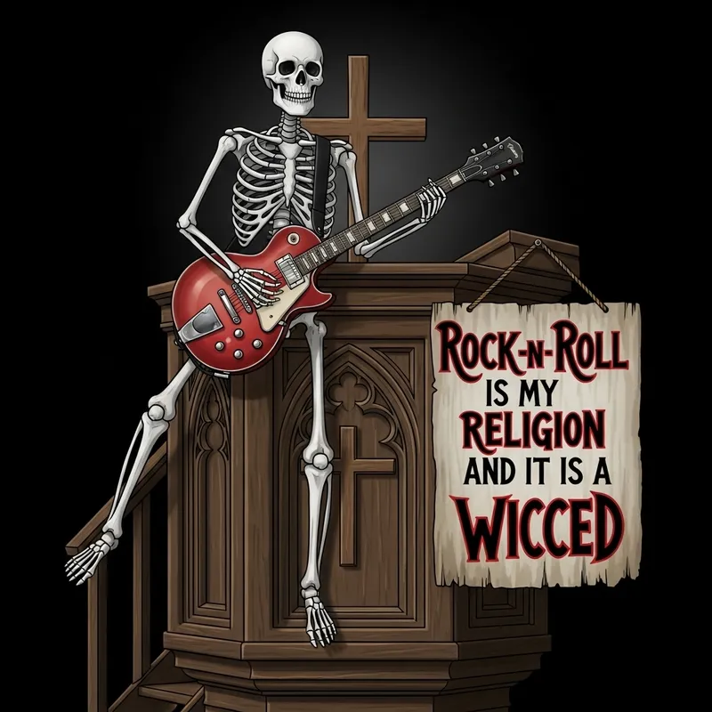 Gothic Skeleton Preacher Rock -n- Roll Display