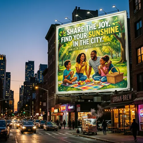 Vibrant Urban Billboard: Enjoy Life’s Simple Pleasures