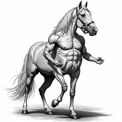 Peculiar Creature with Horse and Human Characteristics