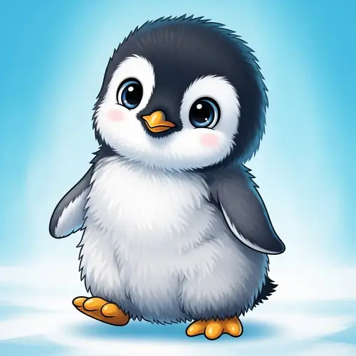 Charming Baby Penguin Cartoon | Adorable and Playful Art