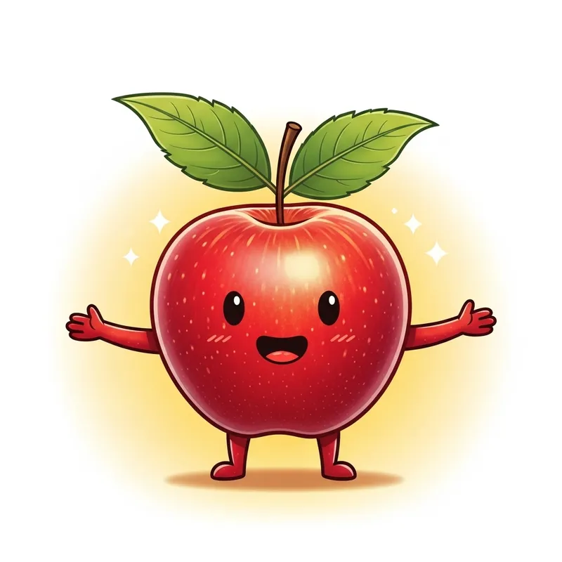 Charming Apple Character Embraces with Joy