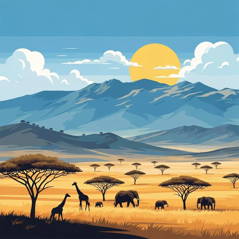 Abstract Kenyan Landscape | Savannas, Mountains & Wildlife Abstract Kenyan Landscape | Savannas, Mountains & Wildlife