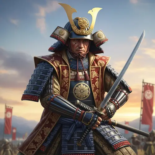 Japanese Samurai Warrior in Battle | Traditional Armor & Katana