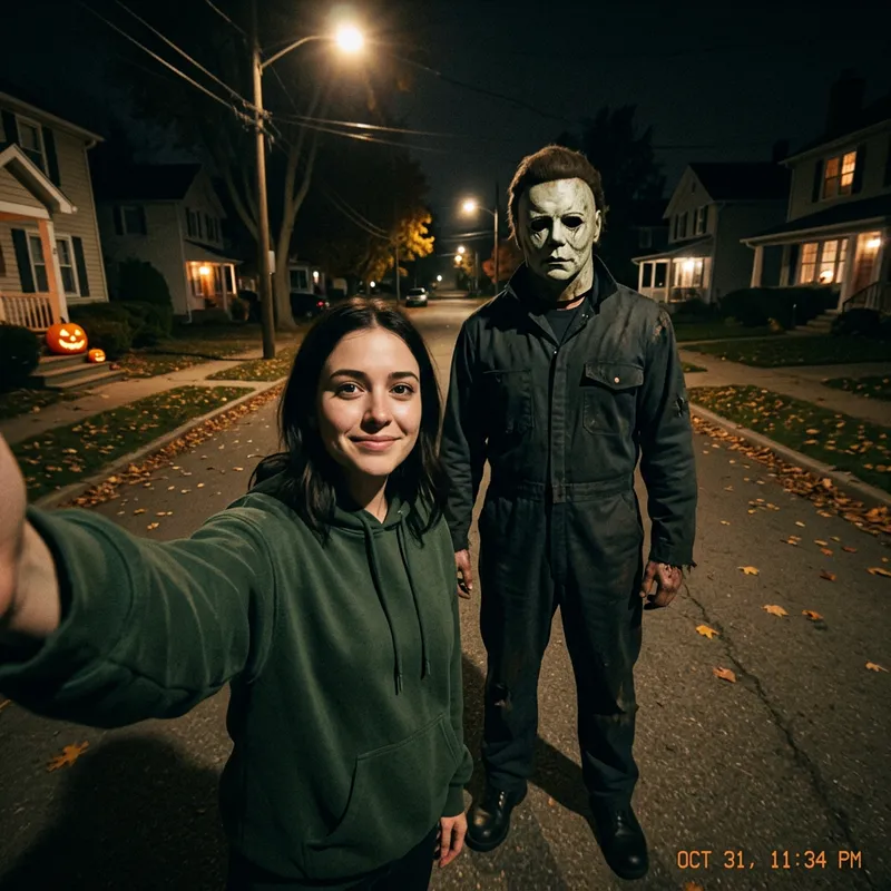 Selfie with Michael Myers: Spooky Halloween Vibes Selfie with Michael Myers: Spooky Halloween Vibes