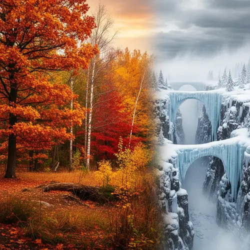 Golden Autumn to Fierce Blizzard: Tranquil Seasonal Transition