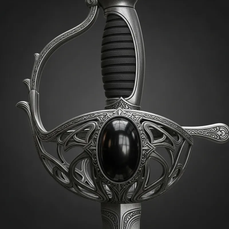 Cursed Rapier with Elegant Guard & Large Black Stone - Buy Now Cursed Rapier with Elegant Guard & Large Black Stone - Buy Now