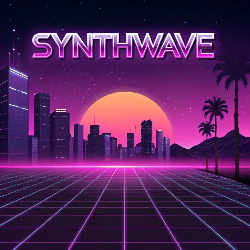 Retro-Futuristic Synthwave Landscape Art