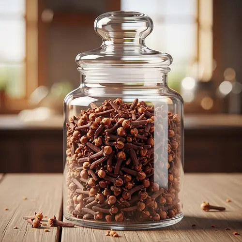 Aromatic Brown Cloves in Clear Glass Jar