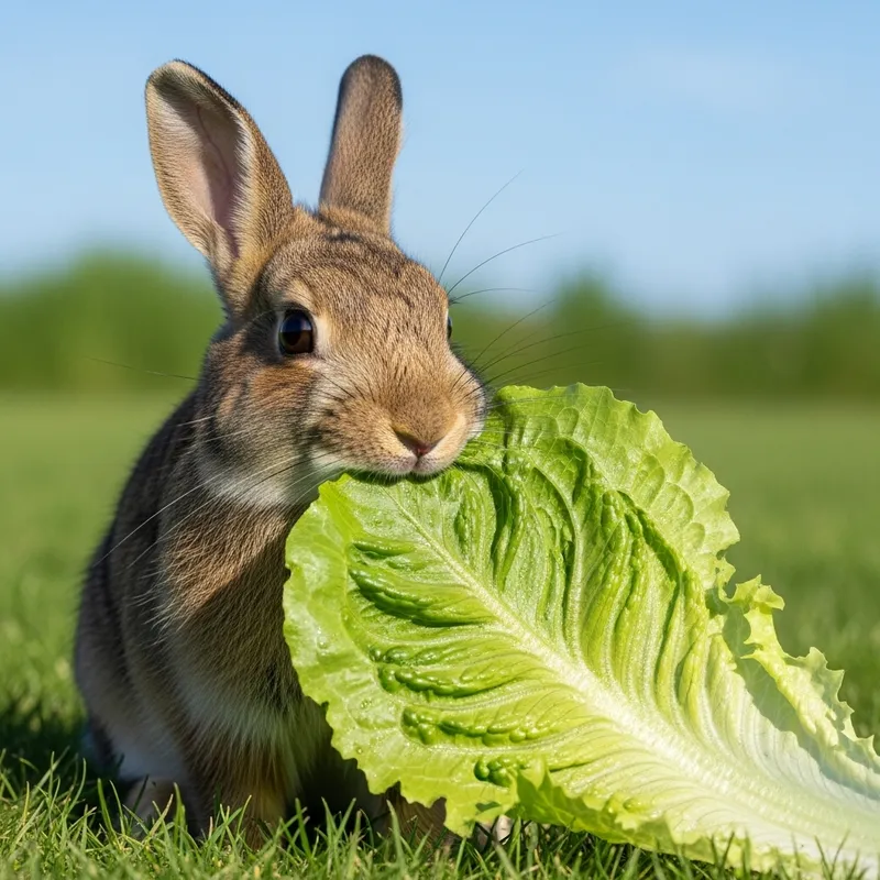 Healthy Bunny Enjoying Fresh Lettuce Delight