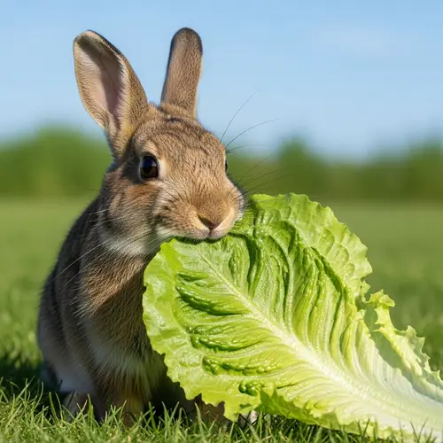 Healthy Bunny Enjoying Fresh Lettuce Delight