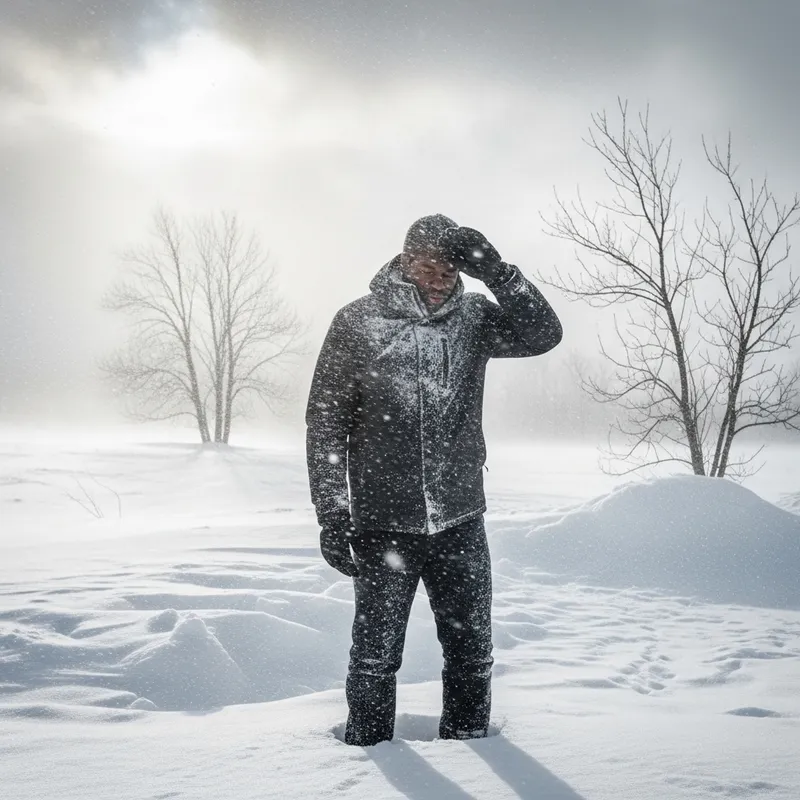 Black Man in Snow: Battling the Cold Weather
