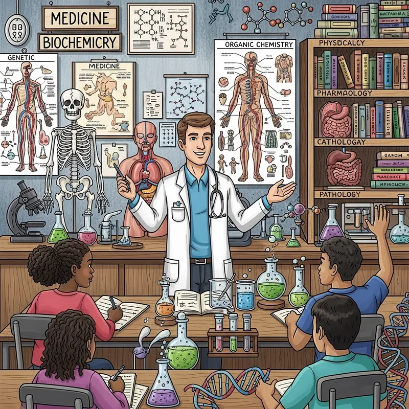 Doctor Teaching Science to Students | Medical Classroom Doodle Doctor Teaching Science to Students | Medical Classroom Doodle