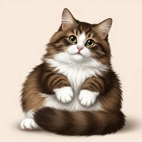 Brown and White Fluffy Cat - Warm and Cuddly Feline Companion