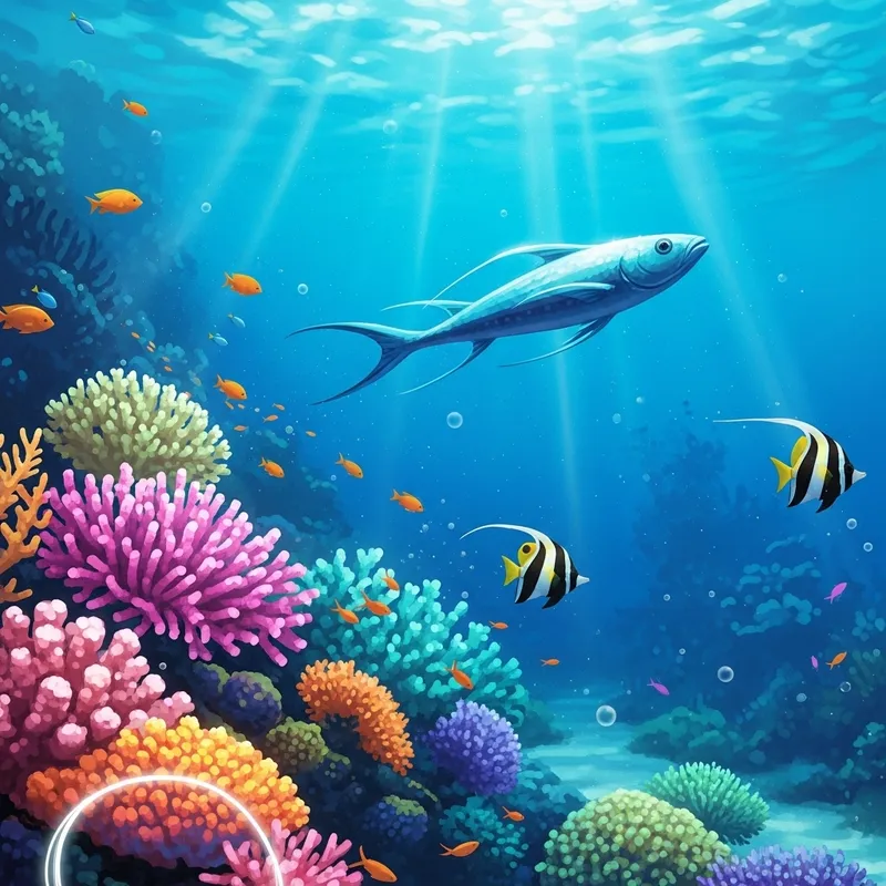 Captivating Underwater Scene with Vibrant Coral Reefs and Colorful Fish