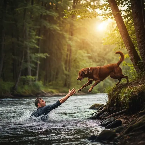 Brave Dog Rescues Man in River | Heartwarming Scene