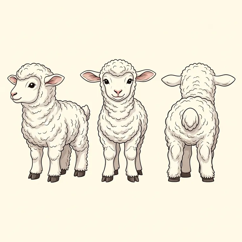 Cute Sheep Baby Poses in Vector Style | Charming Illustration