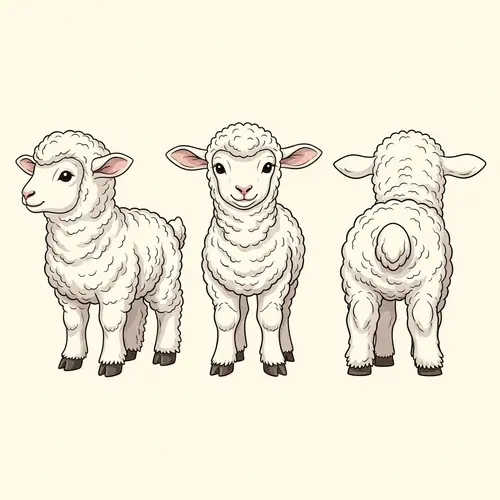 Adorable Baby Sheep Vector Illustration | Sheep Poses in Charming Style