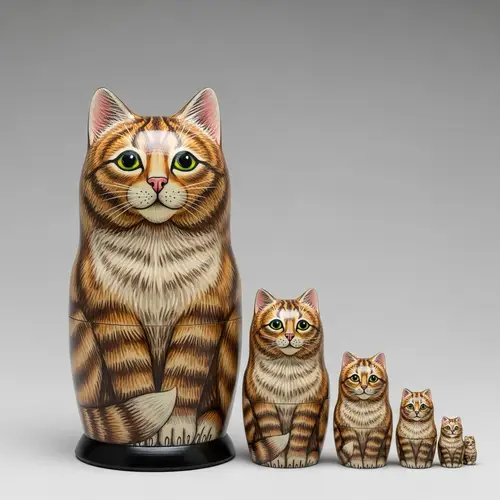Cat Matryoshka Nesting Dolls - Unique Feline Design