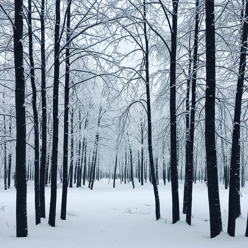 Snowy Forest with Serene Empty Space