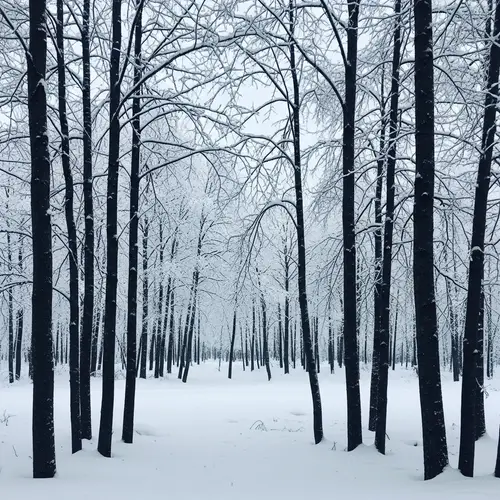 Serene Snow-Covered Winter Forest Scene