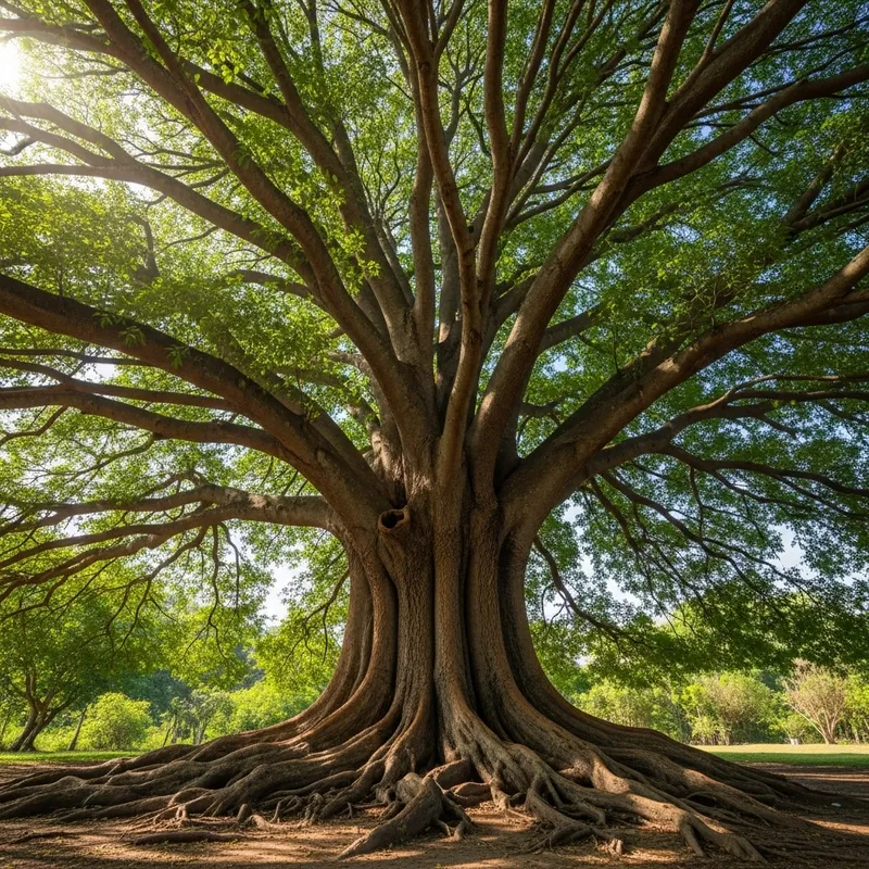 Majestic Tree in Nature with Green Leaves
