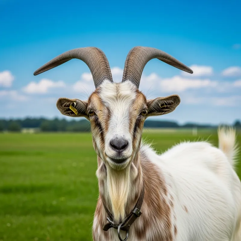 Tranquil Countryside Scene with a Happy Domestic Goat