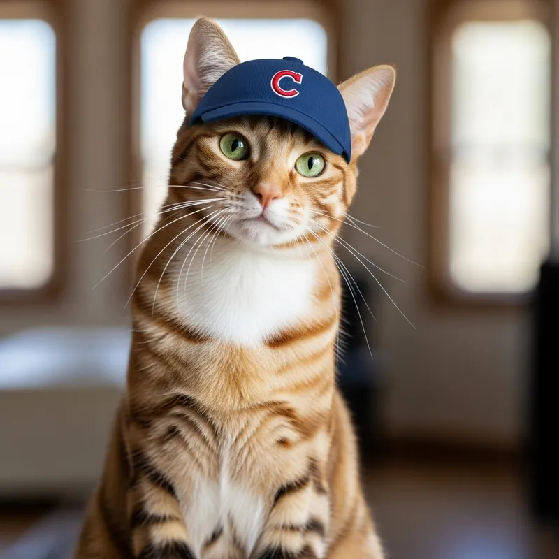 Adorable Cat in Baseball Hat | Cute Feline Image