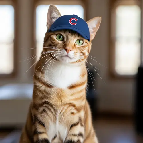 Adorable Cat in Baseball Hat | Cute Feline Image