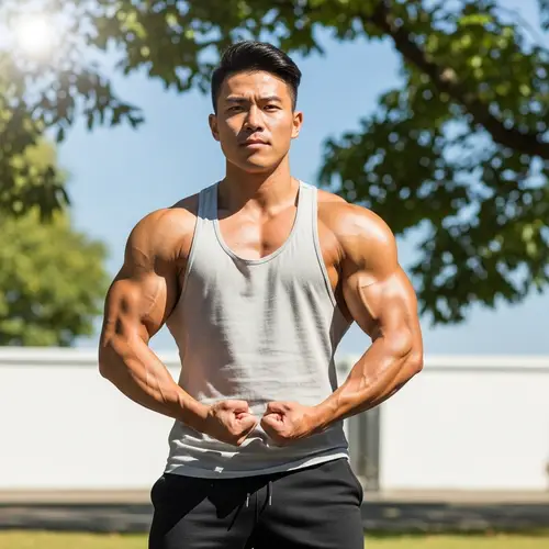 Buff Asian Man: Strength and Determination