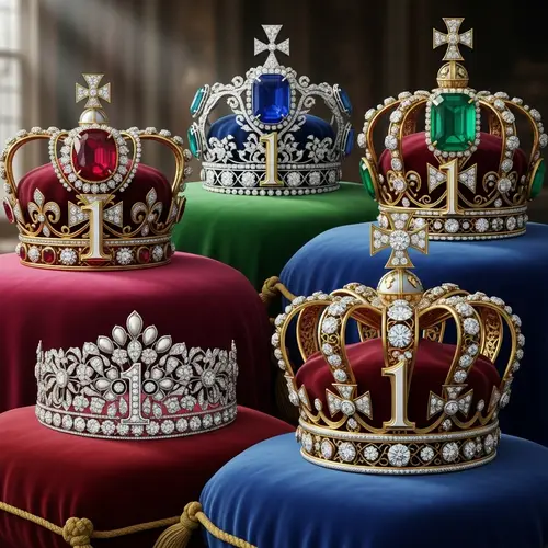 Luxurious Royal Crowns with Golden Number One Design