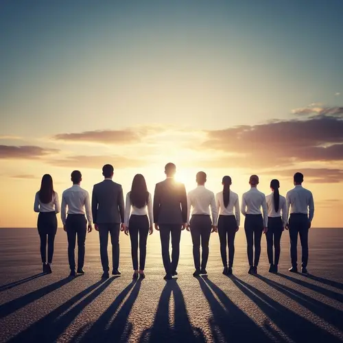 Diverse Group of Bankers Walking Towards the Horizon