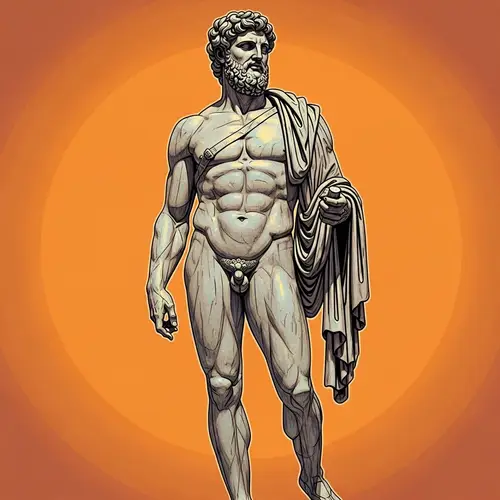 Greek Statue of Muscular Man | Dynamic Composition | Brown Skin