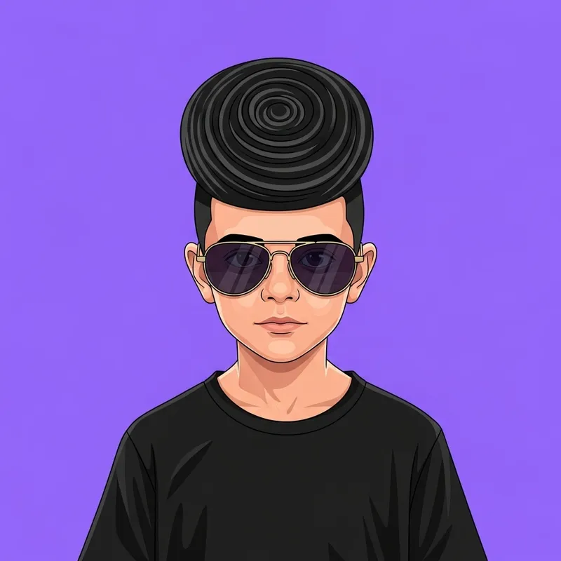 Vector Art of Boy with Circle Hair & Sunglasses